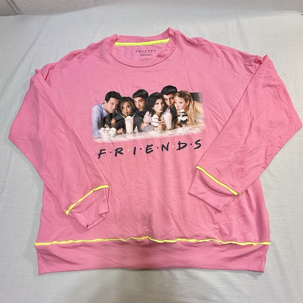 Friends Long Sleeve Crew Neck Pink Sweatshirt Women's Size L Pink Lightweight